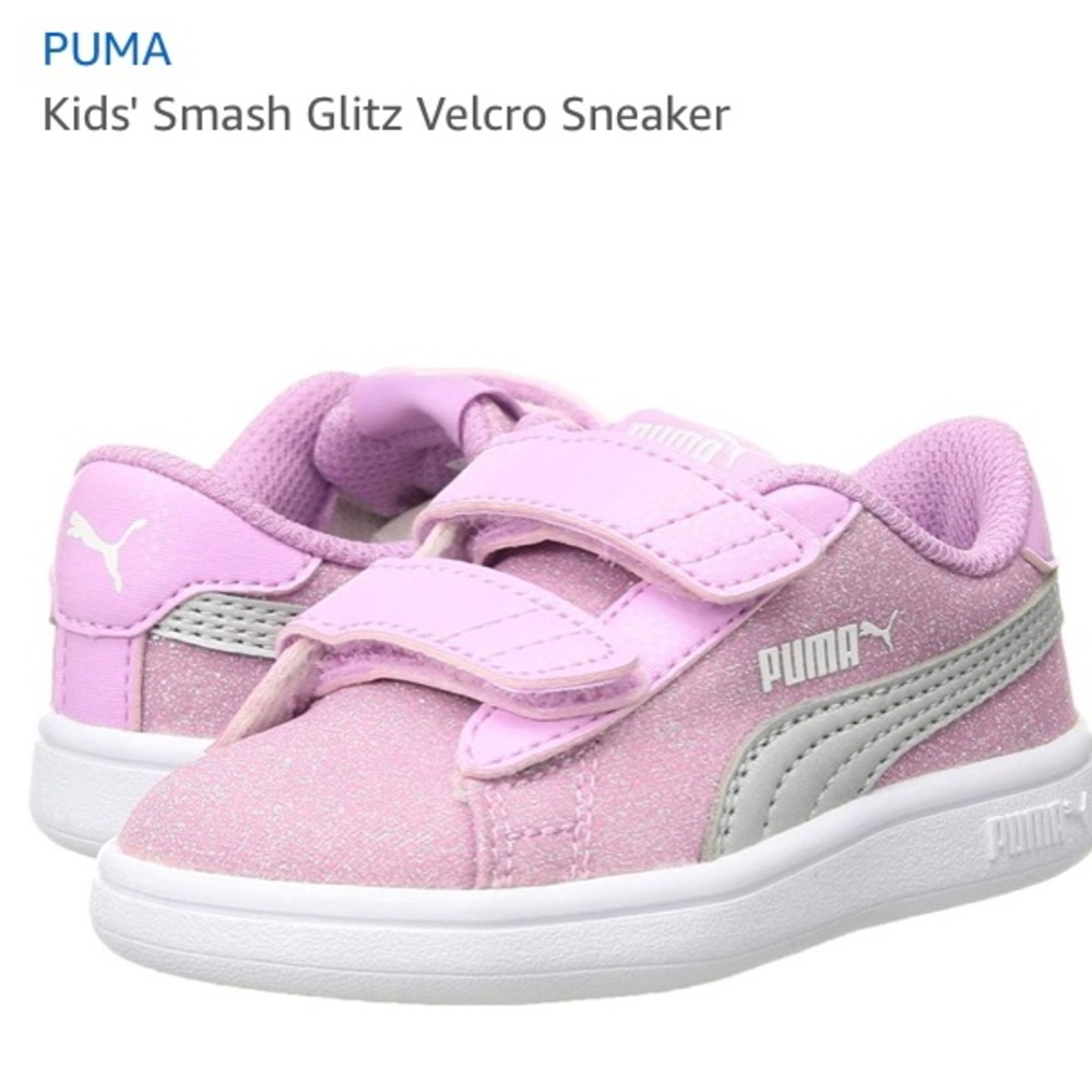 Girls Puma smash glitz Velcro sneaker sz 1.5